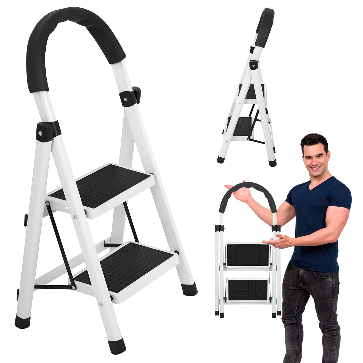 Amazon: Raganet, Escalera de Tijera, Escalera Tubular, Escalera Plegable, Hecha de Acero