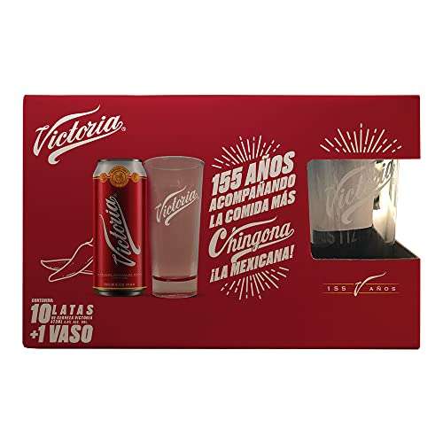 Amazon: Pack Cerveza Victoria 10 Latones 473ml + 1 Vaso