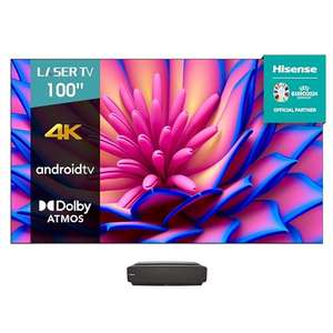 Amazon: Hisense Proyector 4K + Pantalla 100" Laser TV L5G Android con Imagen HDR10 y Audio Dolby Atmos