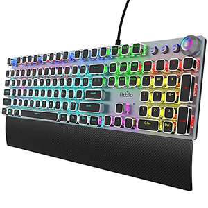 Amazon: FIODIO Mechanical Gaming Keyboard, LED Rainbow Gaming Backlit, 104 Anti-ghosting Keys, Multimedia Control with Removable Hand Rest