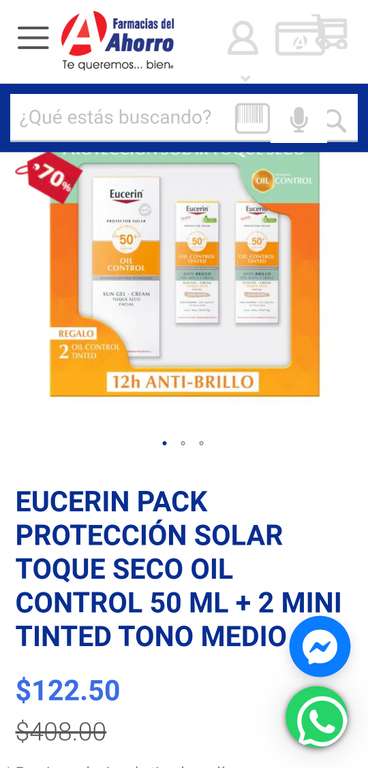 Farmacias del Ahorro: Protector solar eucerin oil control