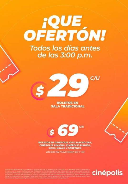 Cinépolis: Boletos $29 Tradicional y $69 VIP, Macro XE, 4DX, IMAX, etc.