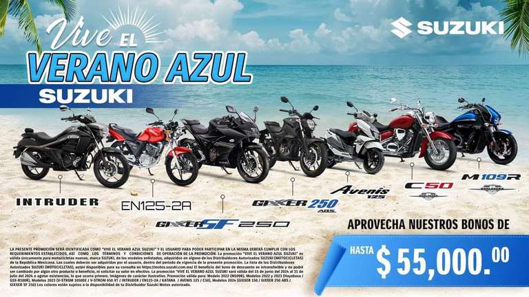 Verano azul Suzuki - Bonos de hasta $55,000 de descuento
