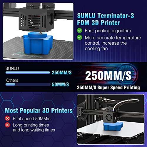 Amazon: SUNLU T3 Impresora 3D de alta velocidad de 250 mm/s 220×220×250（mm）