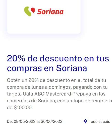 20% de descuento en tus compras en Soriana pagando con UALA