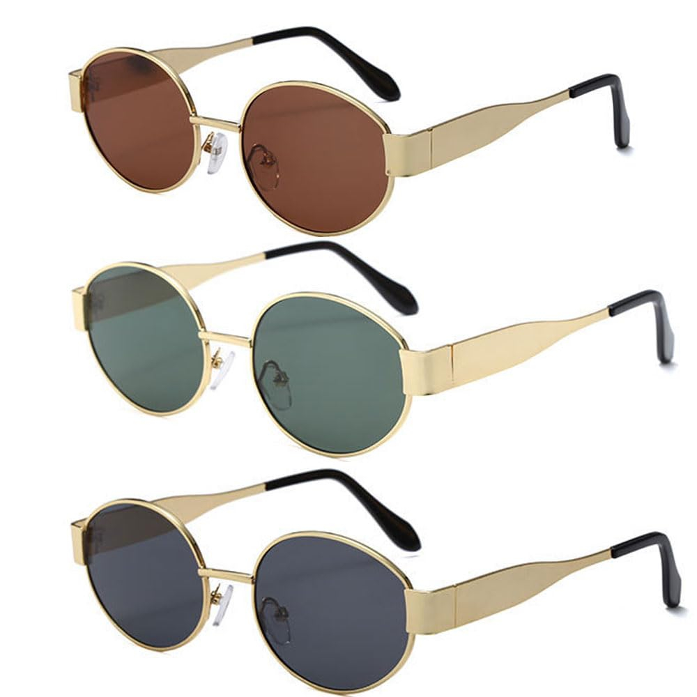 AMAZON: 3 Piezas Lentes de Sol Ovalados para Mujer Dama y Hombre, Gafas de Sol Retro Moda Protección UV400