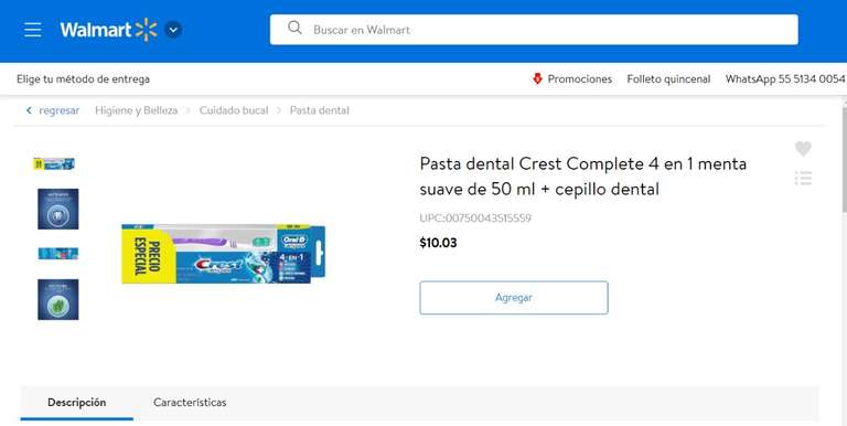 Walmart Liquidación 10 pesos!!! Cepillo + Pasta