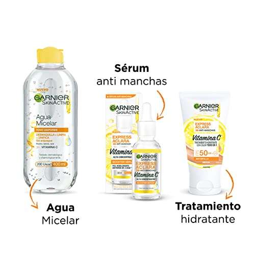 Amazon: Garnier Skin Active Kit Express Aclara: Sérum, Todo en 1 Tono Medio y Micelar