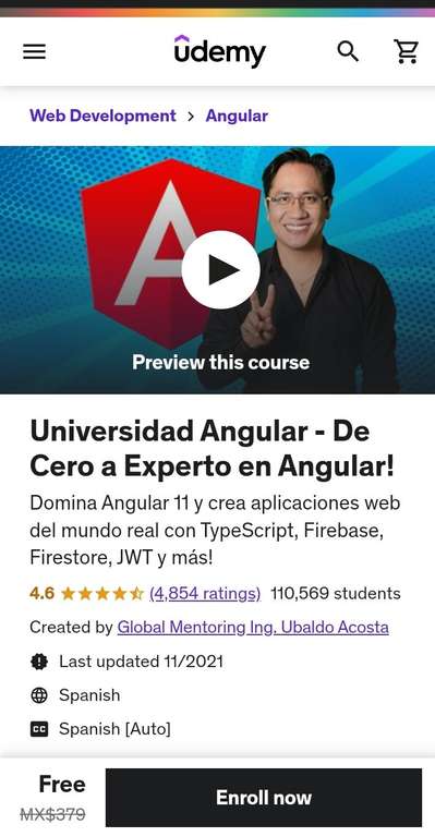 Curso Udemy: Universidad Angular - De Cero a Experto en Angular
