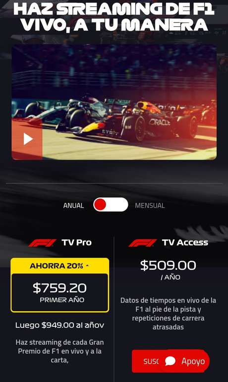 F1 TV Pro Anual (20% de descuento)