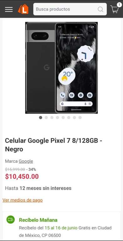 Linio: Celular Google Pixel 7 8/128GB - Negro