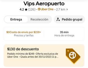 Uber Eats: Vips - 2 órdenes de enchiladas suizas a $68 - (Para miembros Uber ONE)