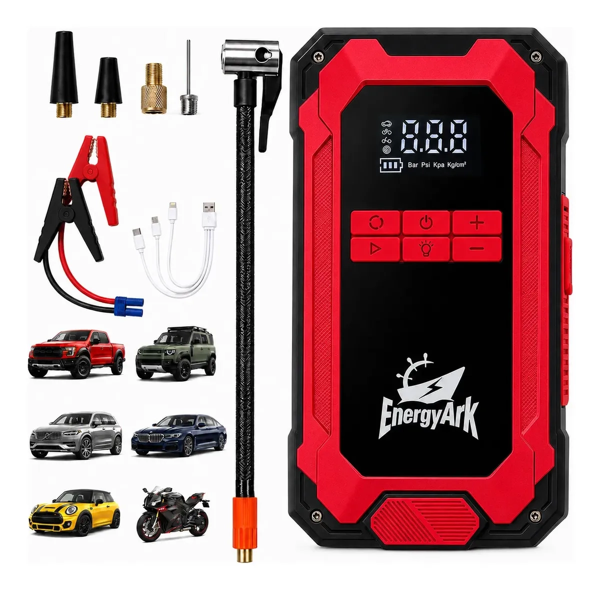 Mercado Libre: Compresor Cargador De Baterias Arrancador Con Inflador 150psi EnergyArk