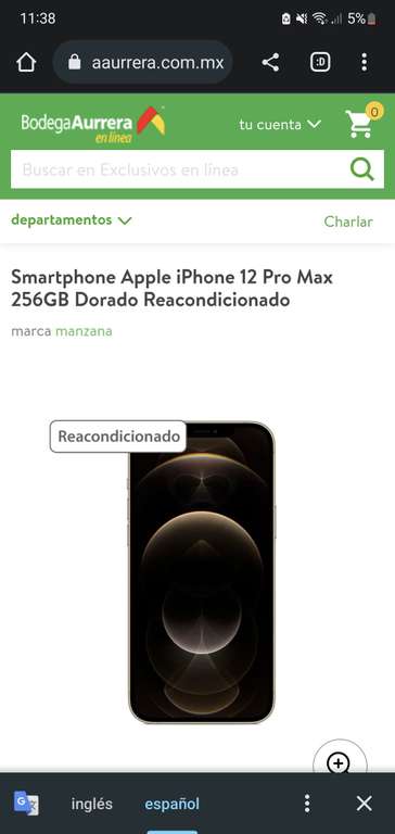 Bodega Aurrera: iPhone 12 pro max 256gb [reacondicionado]