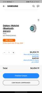 Samsung Store: Galaxy Watch 6 (Bluetooth, 44mm) + Buds FE | $4454.19 con 1ra compra