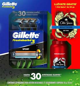 Amazon: Rastrillos Guillette Body Sense triple hoja 3 piezas + Desodorante Old Spice 93ml