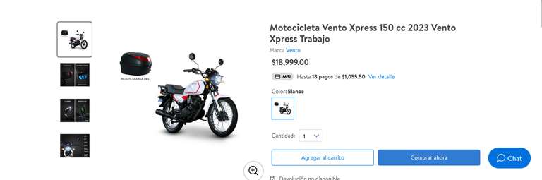 Walmart: Motocicleta Vento Xpress 150 cc 2023 Vento Xpress | con TDC BBVA
