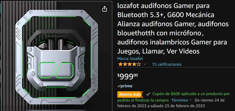 Amazon: G600 Audifonos Gamer Bluetooth 5.3