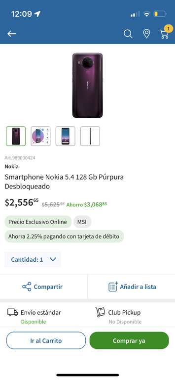 Sam's club: Smartphone Nokia 5.4 128 GB Púrpura Desbloqueado
