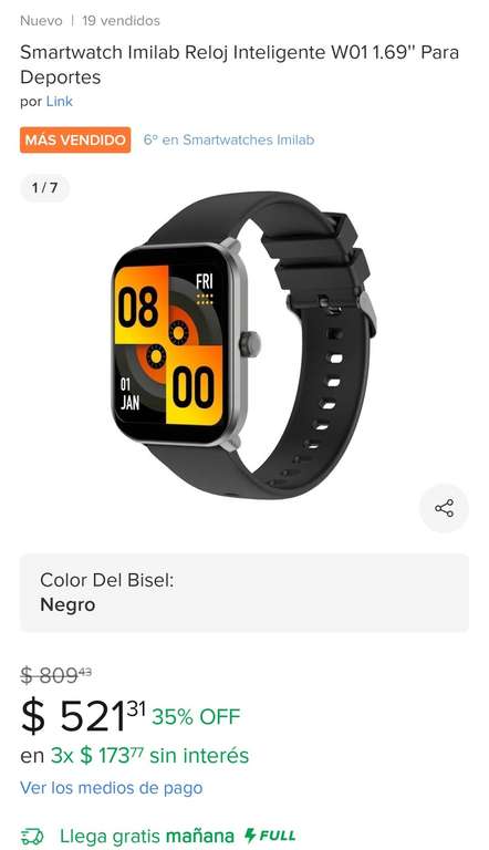 Mercado Libre: Smartwatch Imilab Reloj Inteligente W01 1.69''