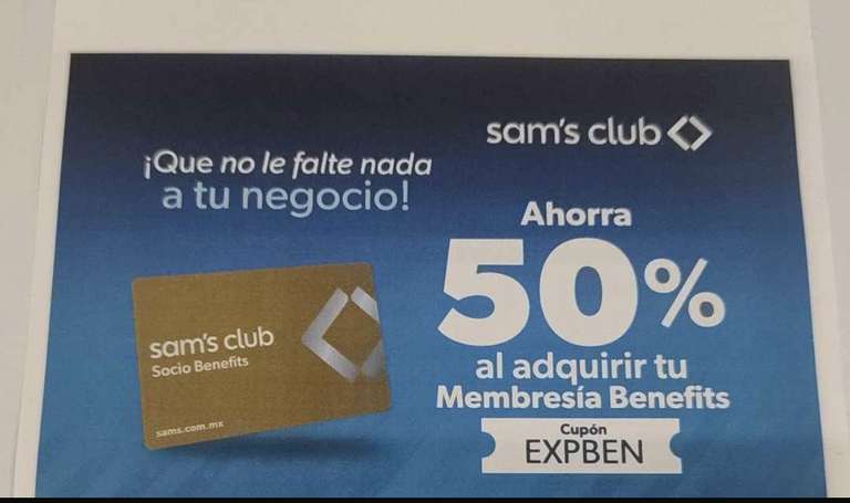 Sam's Club: Membresia Benefits 50%