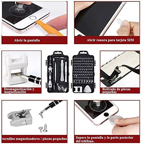 Amazon: Juego de destornilladores, pinzas y puas, para equipos de computo y celulares (Azul o Negro)