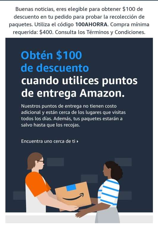 Ahorra $100 usando una ubicación de recolección de Amazon.