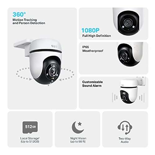 Amazon: TP-Link Tapo C500, Cámara de Seguridad Wi-Fi para Exteriores, 360° FHD 1080P con Visión Nocturna, Audio Bidireccional