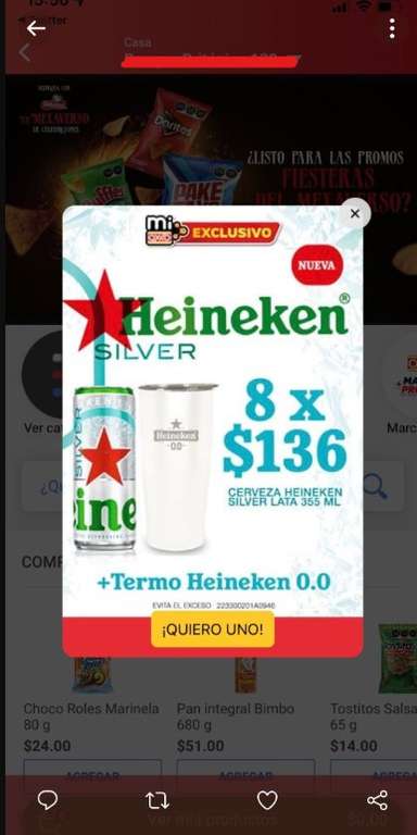 Mi Oxxo [Mty]: 8 Heineken silver 355 mL + termo Heineken
