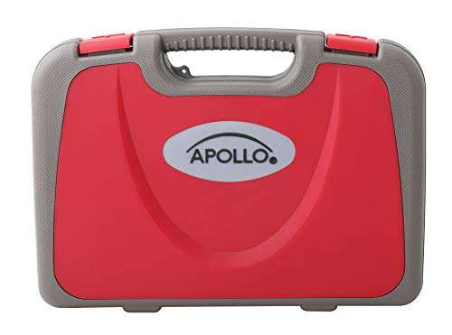 Amazon: APOLLO TOOLS DT0773 - Juego de herramientas para el hogar de 135 pzs con potente destornillador inalámbrico de iones de litio, rojo