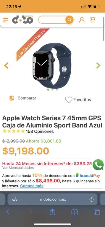 Doto: Apple Watch Serie 7 45mm, 41mm $7,798 KUESKI