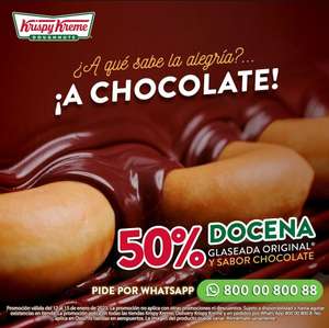 Krispy Kreme: 50% de descuento en docena glaseado original y chocolate