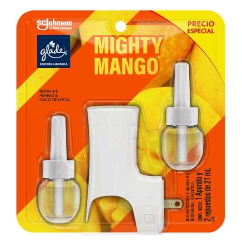 Amazon: Aromatizante glade Mighty Mango para Hogar 1 Aparato y 2 Repuestos