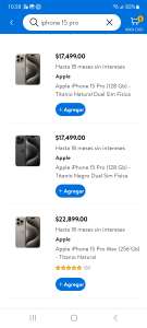 Walmart: Apple iPhone 15 Pro (128 Gb) - Titanio Negro Dual Sim Fisica con BBVA a msi