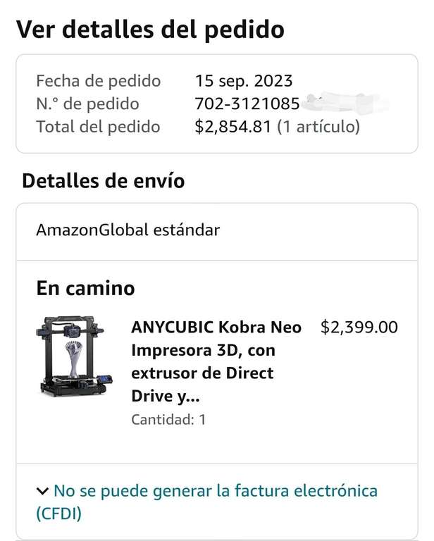 Amazon: ANYCUBIC Kobra Neo Impresora 3D, con extrusor de Direct Drive y fácil extracción de Modelos, preinstalada para Principiantes.