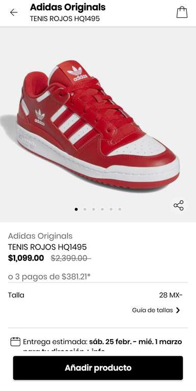 Privalia: Adidas forum low rojos talla 28