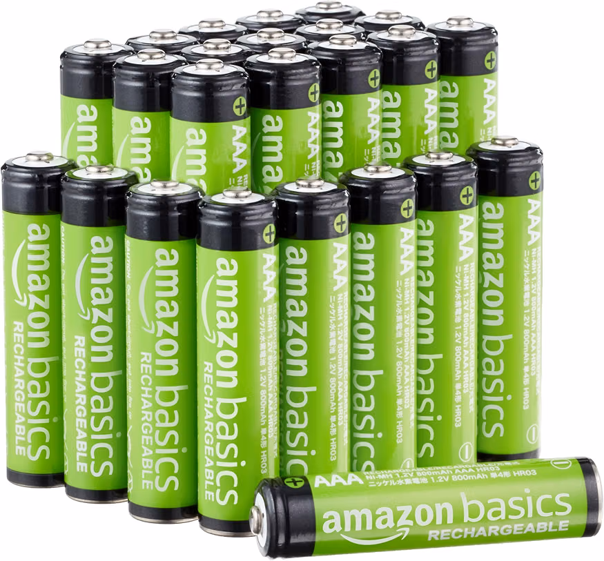 Amazon Basics - Paquete de 24 pilas recargables de alto rendimiento AAA NiMH, 800 mAh, recargables hasta 1000 veces, precargadas