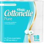 Amazon: Kleenex Cottonelle Pure Papel Higiénico, Paquete con 18 rollos de 180 hojas dobles, Hipoalergénico con extracto de Algodón