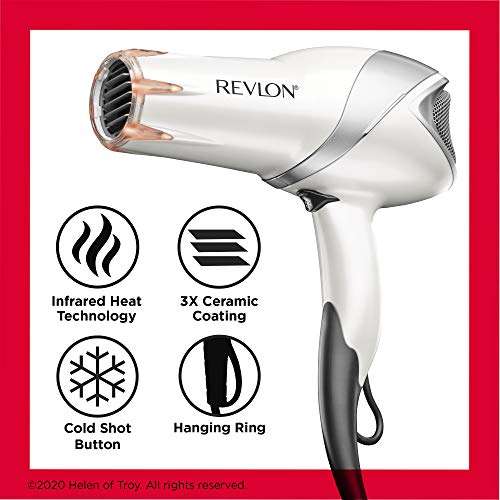 Amazon | Revlon - Secador de pelo con calor infrarrojo de 1875 W para un secado rápido y un brillo elevado, exclusivo de Amazon