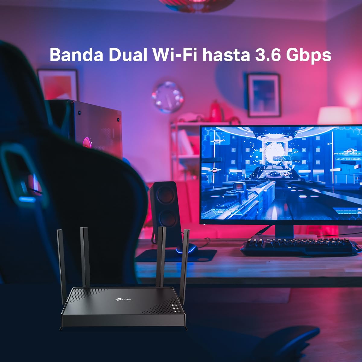 Amazon - Tp Link Archer BE220 Router WiFi 7 BE3600 Doble Banda hasta 3.6Gbps - 1 WAN + 4 LAN Gigabit - Latencia Ultrabaja - Controles parent