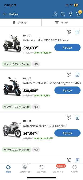 Sam's Club: Variedad de motos Italika con el 16% de Descuento adicional