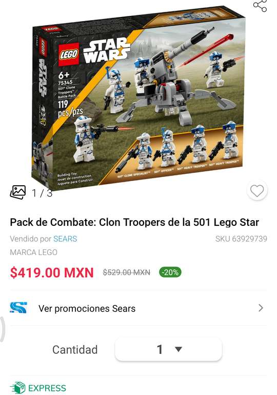 SEARS | Pack de Combate: Clon Troopers de la 501 LEGO STAR WARS 2023