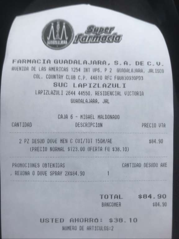 Farmacias Guadalajara: Desodorantes Dove Men +Care 2x $84.90