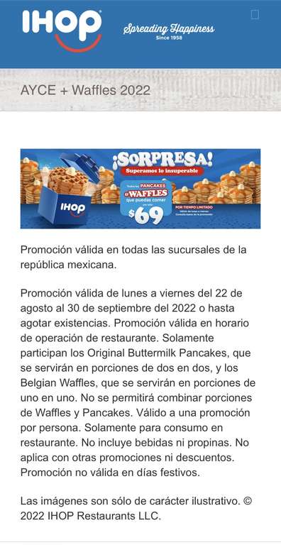 iHop: Pancakes y Waffles ilimitados