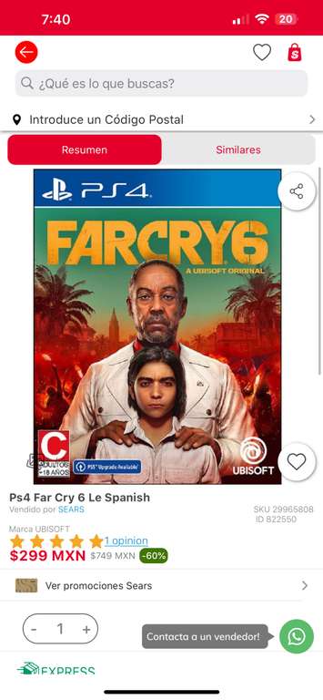 Sears: Ps4 Far Cry 6 Le Spanish
