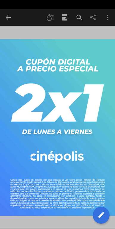 Cupón 2x1 Cinépolis Cancún