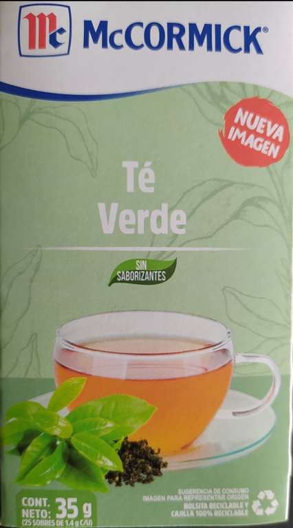 Chedraui: Té verde Mccormick 25 sobres de 1.4 g c/u - Puebla