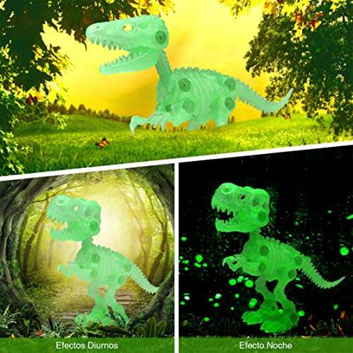 Amazon: Dinosaurio brilla en la oscuridad (Velociraptor + Tyrannosaurus Rex)