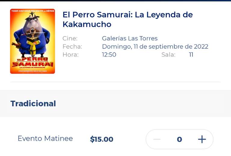 Promoción matinee en Cinépolis para El Perro Samurai: La Leyenda de Kakamucho