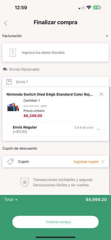 Linio: Consola Nintendo Switch Oled 64gb standard rojo/neón con Paypal